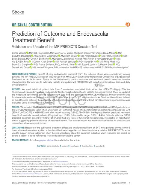 Prediction of Outcome and Endovascular Treatment Benefit